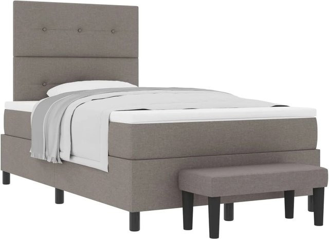 vidaXL Boxspringbett mit Matratze in Taupe, modernes Hybridbett aus Stoff, B/T/H: 120 x 200 x 280 cm - Bild 1