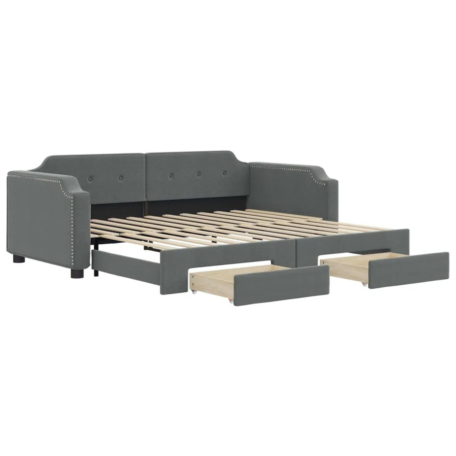 vidaXL Tagesbett ausziehbar mit Schubladen in Dunkelgrau, B/T/H: 223 x 110 x 66,5 cm - Bild 2