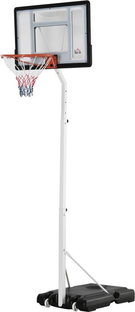 HOMCOM Basketballkorb für Erwachsene, mit verstellbarem PVC-Board, Weiß - Bild 1