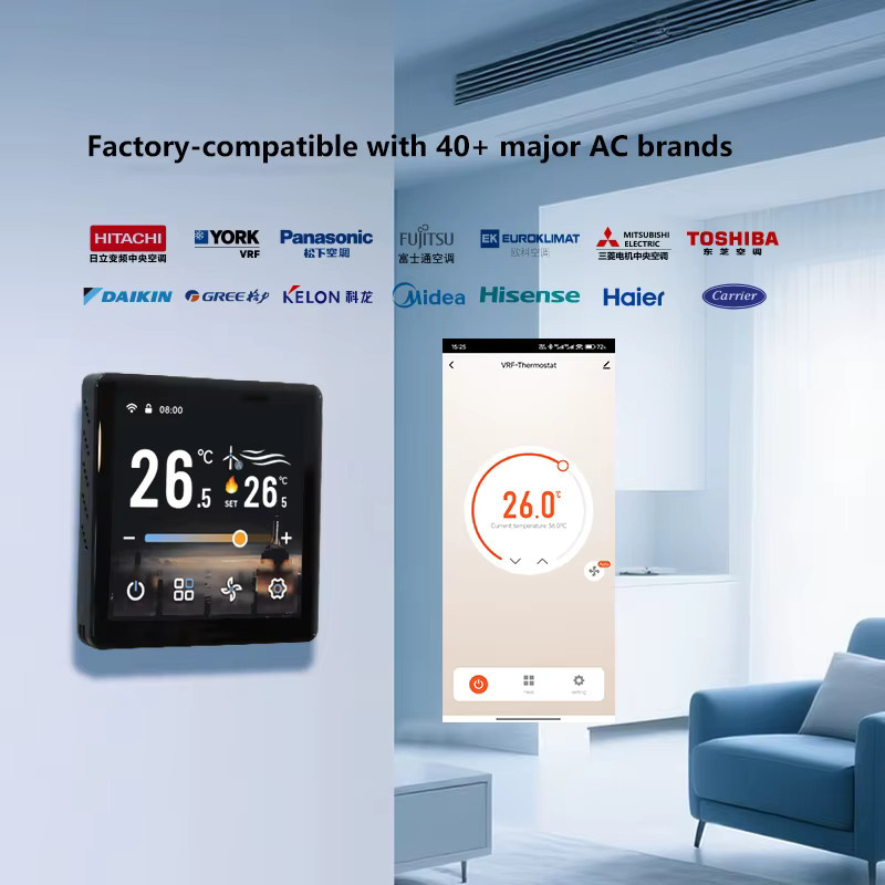 Wenzhi ZigBee VRF Zentrale Klimaanlage Thermostat mit Tuya Smart Life App-Steuerung, Digitaler Temperaturregler in Schwarz - Bild 4