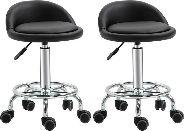 HOMCOM Salon Hocker aus Kunstleder in Schwarz, B/T/H: 38 x 38 x 72 cm - Bild 1