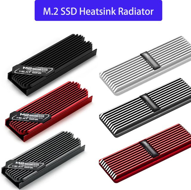IRhasta M.2 NVMe 2280 SSD Kühler aus Aluminium mit Wärmeleitpad für PS5 und Desktop-PC in Silber oder Rot - Bild 1