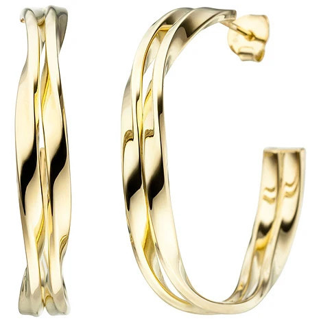 Colfem Halbcreolen 925 Silber, gold vergoldet, Unisex - Bild 1