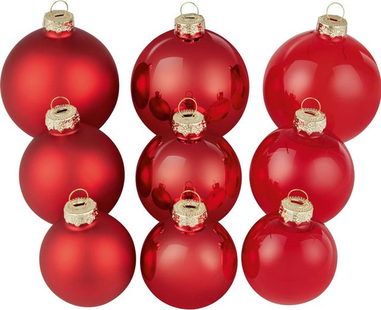 OBI Weihnachtskugeln aus Glas in Rot, 21er Set mit 3 Größen