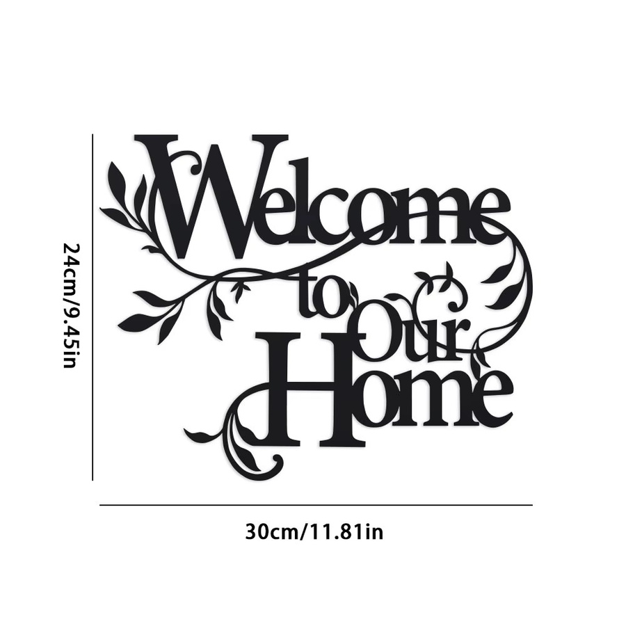 DDPNKL Wandkunst Welcome to Our Home aus Metall in Schwarz – Klassisches Design mit hohlen Buchstaben als stilvolles Wanddekor - Bild 4