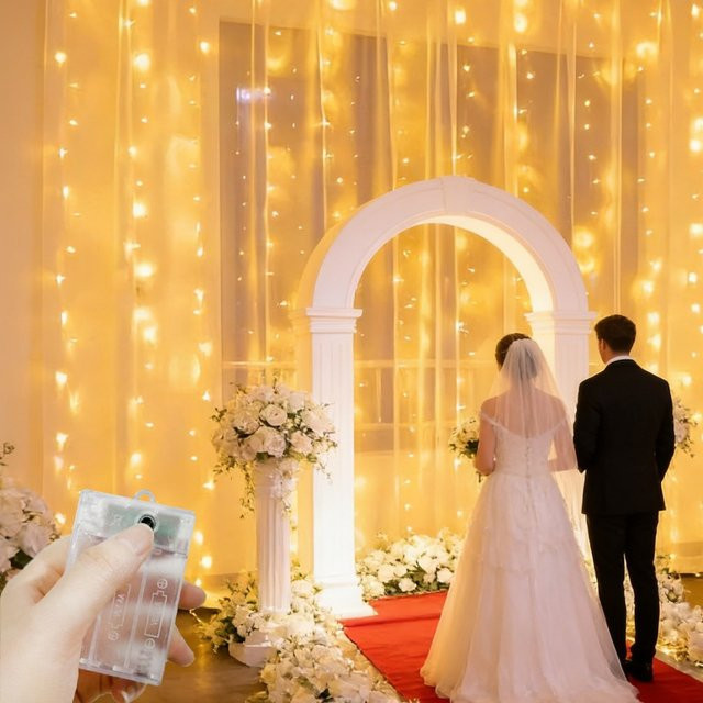 TONECY LED-Lichtvorhang in Pink mit Fernbedienung und 8 Beleuchtungsmodi, batteriebetriebene SMD Feenlichter zur Dekoration von Schlafzimmer, Hochzeit oder Party - Bild 1