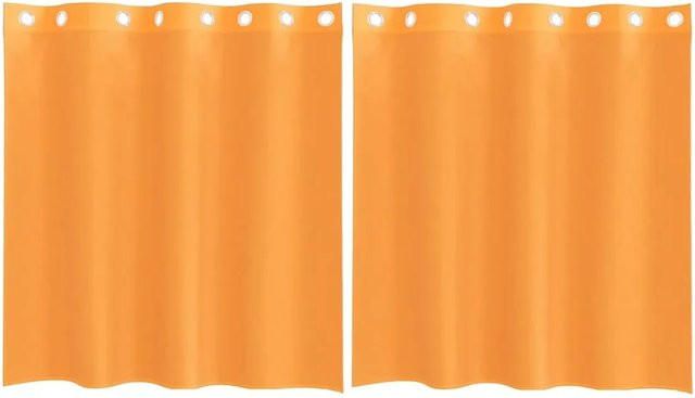 vidaXL Voile Vorhänge mit Ösen, 2 Stück, Orange, semi-transparent, Polyester, Breite: 140 cm, Höhe: 140 cm - Bild 1