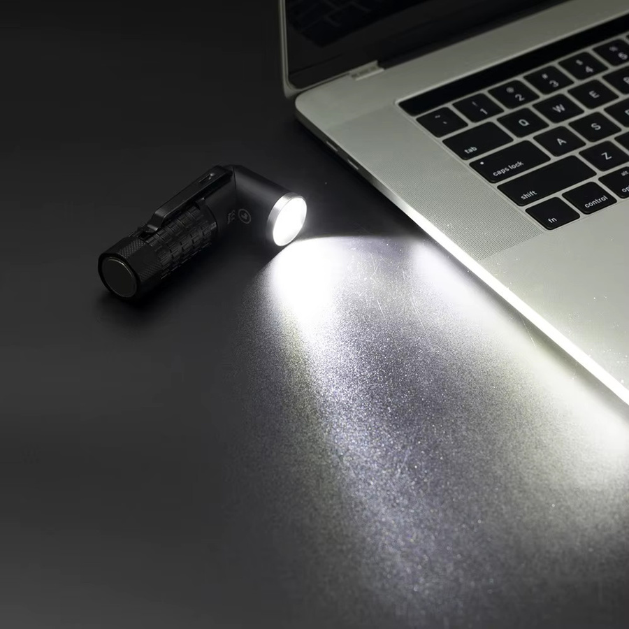 Alonefire P8 LED-Taschenlampe mit magnetischem 90 Grad drehbarem Kopf in Schwarz aus Aluminium mit wiederaufladbarem Akku - Bild 4