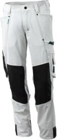 Mascot Stretchhose mit Knietaschen und Reflexstreifen in Weiss mit Cordura-Material - Bild 1
