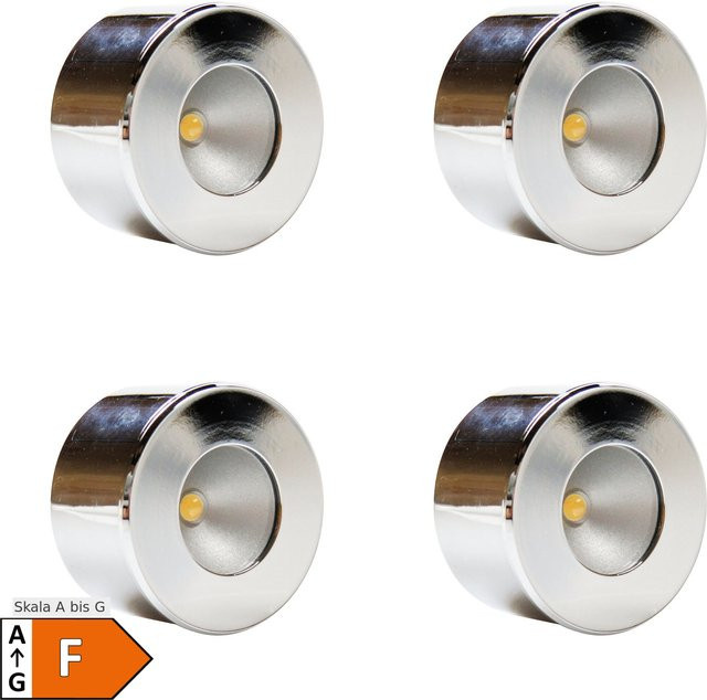 4er Set Mini-Star LED Unterbauleuchten in Chrom, warmweiß, rund aus Metall - Bild 1
