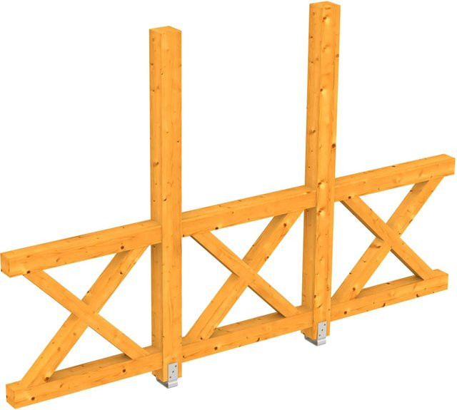 Skan Holz Seitenwand Andreaskreuz aus Fichte in Eiche hell lasiert, B: 120 cm, H: 210 cm - Bild 1