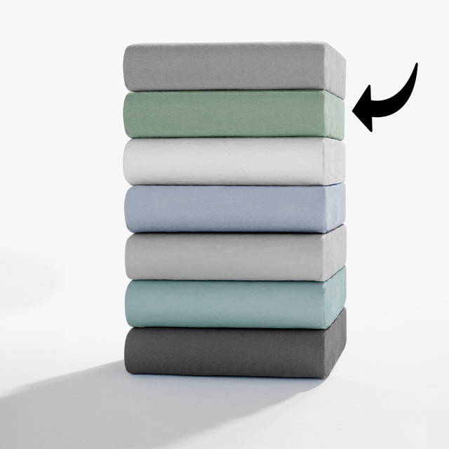 Dreamtex Jersey Spannbetttuch aus Baumwolle, Grün, B/T: 180 x 200 cm - Bild 1