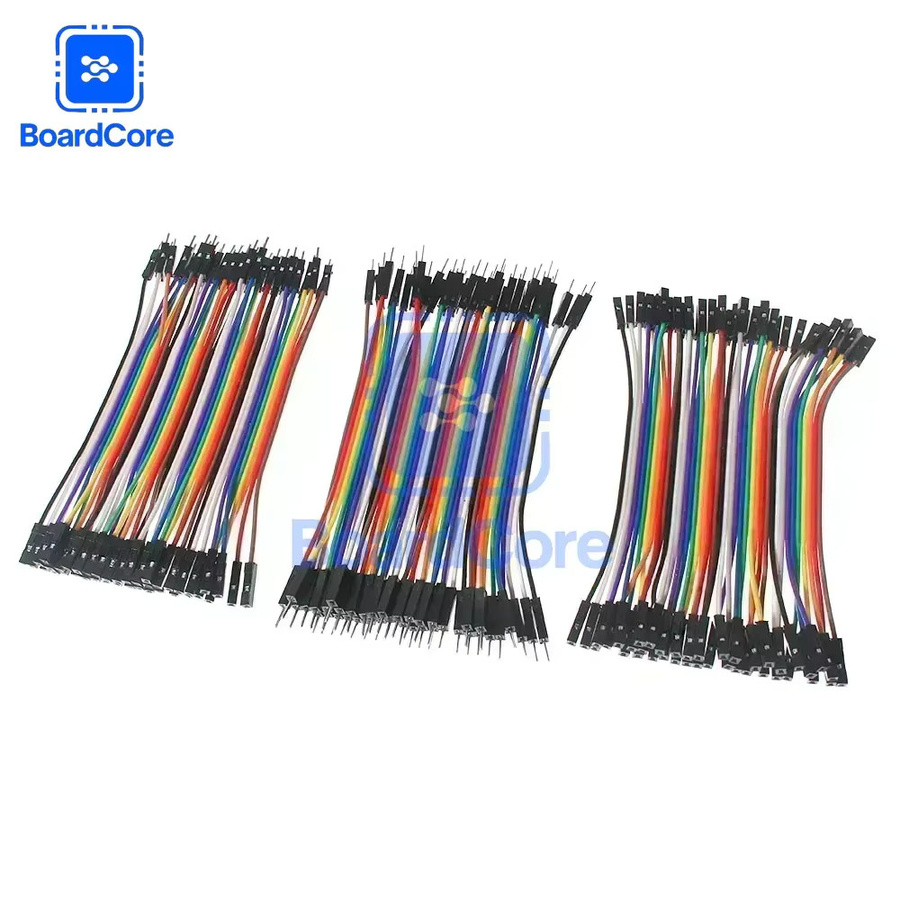 40-poliges Dupont-Draht-Set in Multicolor mit Stecker auf Stecker, Stecker auf Buchse und Buchse auf Buchse als Überbrückungskabel für Arduino in 10 cm, 20 cm und 30 cm Länge - Bild 2