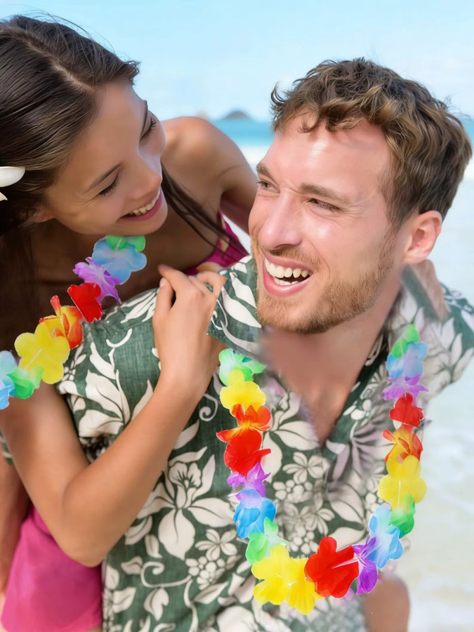 10 Stück OURFETE Hawaiianische Künstliche Leis-Kränze in Multicolour als Florale Halsketten für Sommer, Strand, Hochzeit und Geburtstag Party Deko - Bild 4