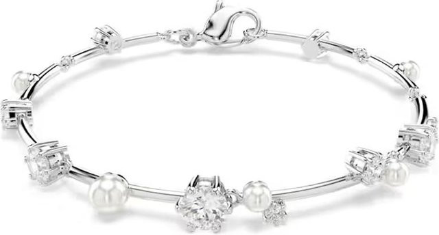 Swarovski Kettengliederarmband, Silber, Zirkonia, Kristall, Perle, Damen - Bild 1
