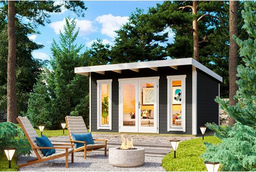 Holz-Gartenhaus Lasita Sicily mit Flachdach in Carbongrau, B/H/T: 430 x 228 x 440 cm - Bild 1