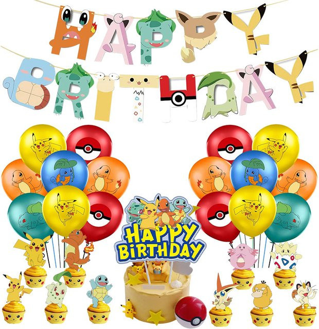 TAKARA TOMY Pokemon Pikachu Geburtstagsparty-Zubehör, Dekoration - Bild 1