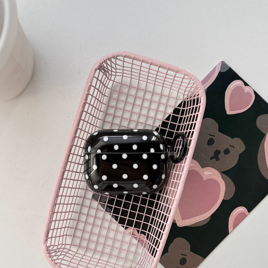 Glänzende Schutzhülle für Apple AirPods Pro 1 2 3 4 mit Polka-Dot-Muster in Schwarz und Weiß - Bild 3