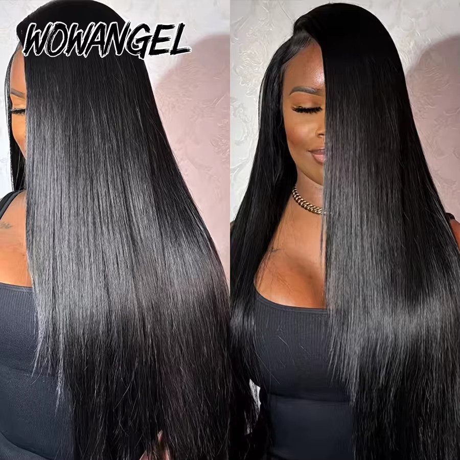 WOWANGEL Jet Black Straight Perücke, 13x6 HD Lace Front, 100% Echthaar - Bild 4