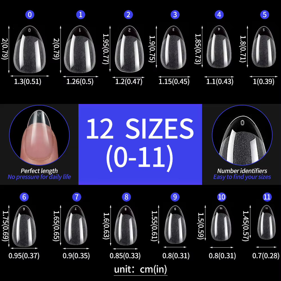 MingLee Nagelspitzen, klares Gelly, halbmatt, 240 Stück, Mandelform - Bild 6