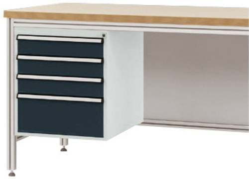 Manuflex Gehäuse-Unterbau ZB4825.7016 für ALU-Arbeitstische in Anthrazit und Weiß mit 4 Schubfächern, Nutzhöhe: 50 cm, für Tischtiefe: 60 cm - Bild 1