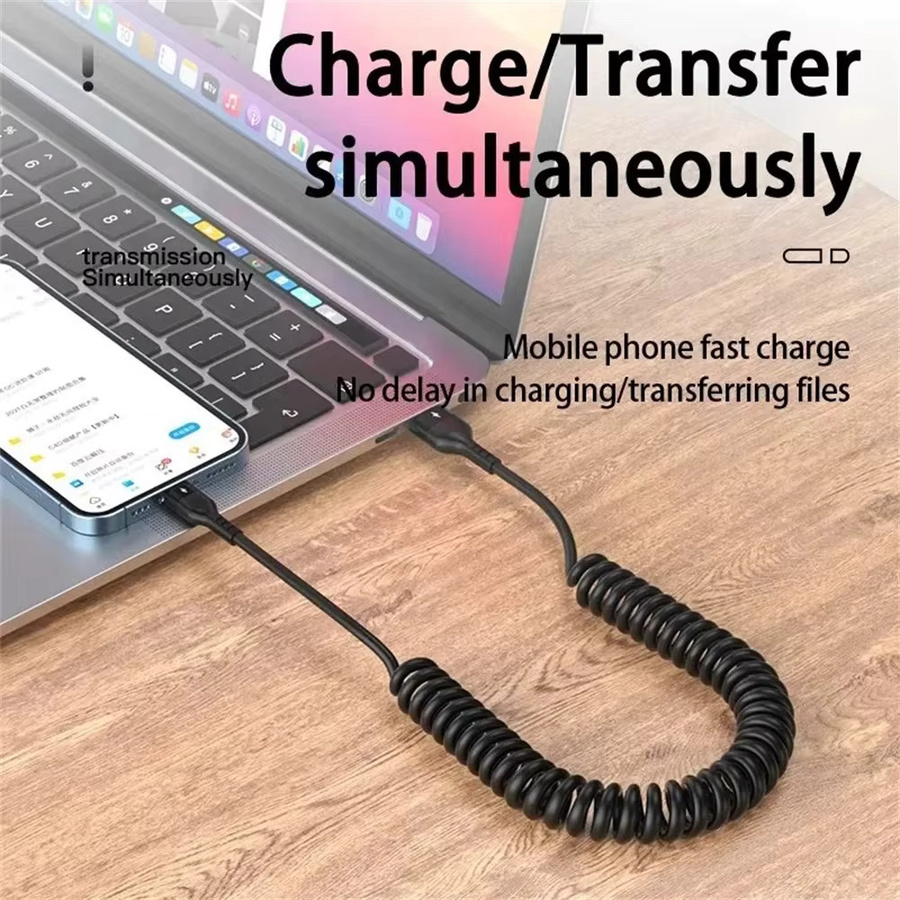 USB Typ C Schnellladegerät mit 66W und versenkbarem Kabel für Huawei, Xiaomi und Redmi, PD Schnellladefunktion, Farben: Schwarz oder Weiß - Bild 3