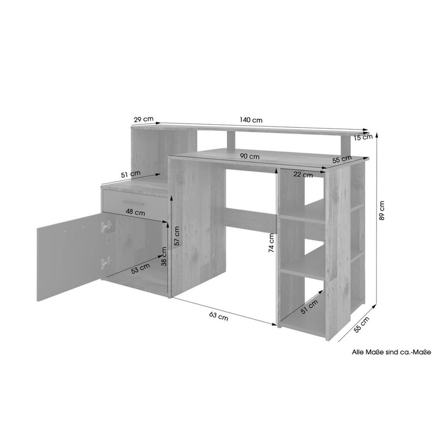 Schreibtisch LOUIS byLIVING in Anthrazit und Braun, modern, B/H/T: 140 x 89 x 55 cm - Bild 4