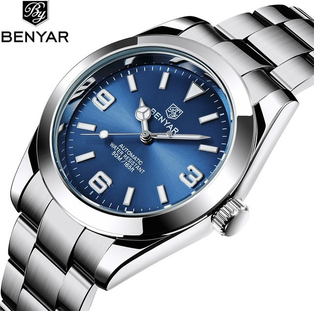 Benyar Armbanduhr, Automatik, Edelstahl, Blau, 41 mm, Herren - Bild 1