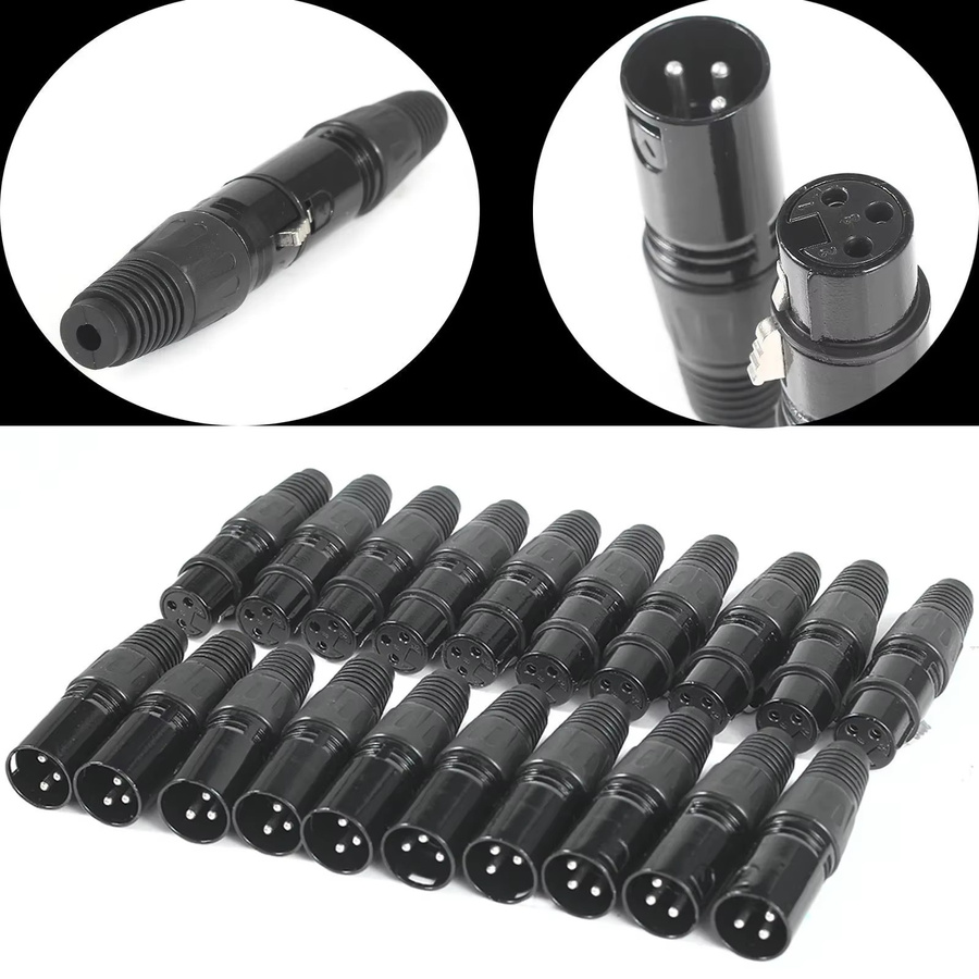 10 Paar XLR DMX 3-polige Mikrofon-Audiokabel mit männlichen und weiblichen Steckverbindern in Schwarz - Bild 2