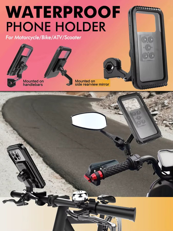 Wasserdichter Telefonhalter für Motorrad, Fahrrad, ATV und Roller in Schwarz und Transparent mit Touchscreen-Funktion aus PET-Material - Bild 7