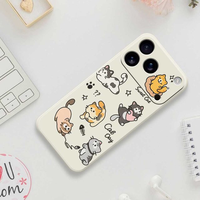 Handyhülle mit Katzenmuster für iPhone 11 bis iPhone 17 Pro Max aus TPU in Multicolor - Bild 1