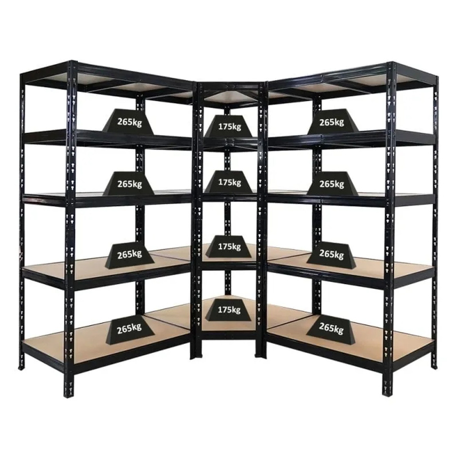 PROREGAL Schwerlastregal Set Tiger Black in Schwarz bestehend aus 1x Eckregal und 2x Schwerlastregal H x B x T: 180 x 90 x 60 cm - Bild 2