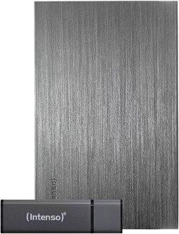 Intenso Memory Board Bonuspack: 1 TB HDD externe Festplatte (2,5 Zoll) und 64 GB USB Stick in Anthrazit/Grau - Bild 1
