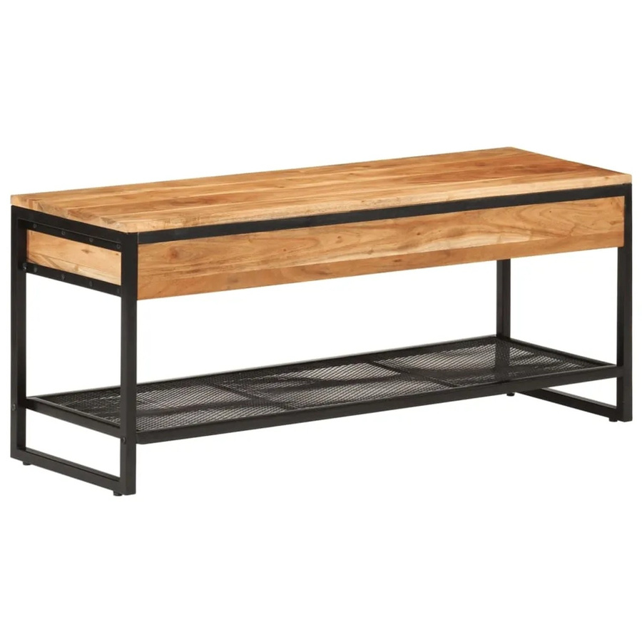 vidaXL Schuhbank aus Akazie und Eisen in Braun und Schwarz, B/T/H: 110 x 35 x 45 cm - Bild 2