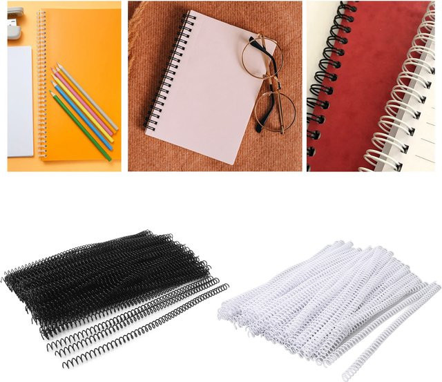 100 Stück Spiralbindespulen aus Kunststoff in Schwarz, 48 Schlaufen, 4:1 Teilung für A4-Papier, Durchmesser: 8 mm, Kapazität: 40 Blatt - Bild 1