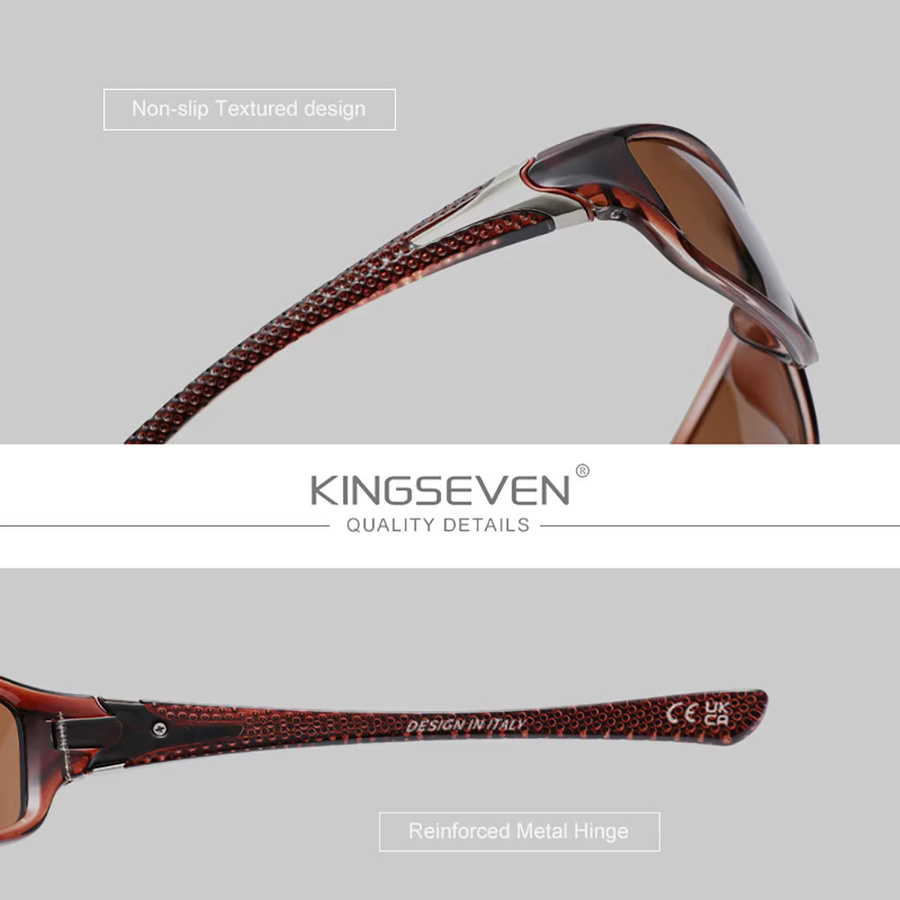 KINGSEVEN Sportsonnenbrille, Vollrand, braun, Kunststoff, polarisiert - Bild 2