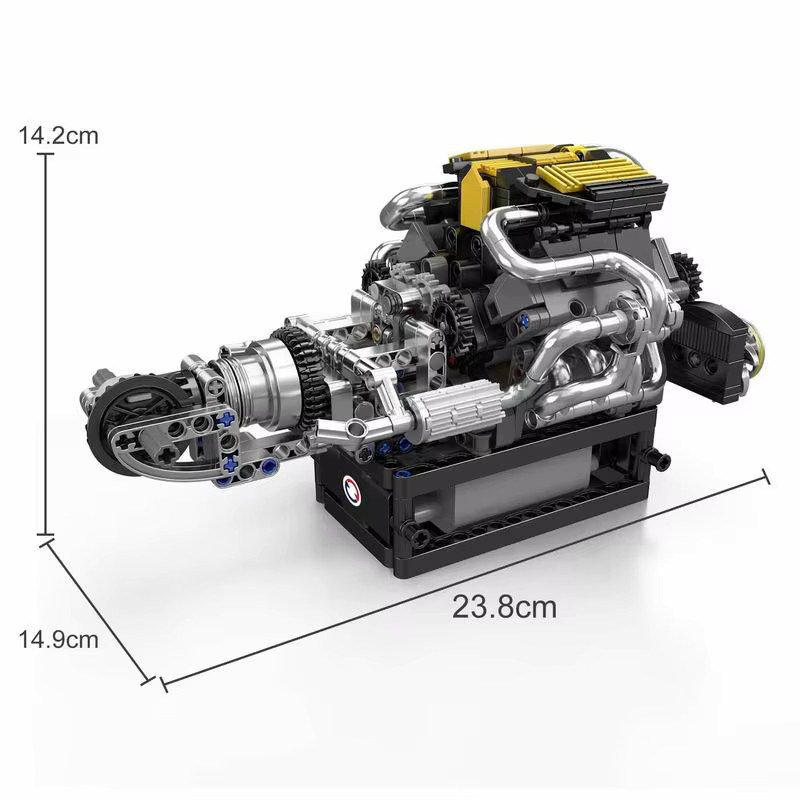 wishiot V8 Motor Bausteine Montage Modell MOC DIY Kleines Partikel Ziegel Set für Fahrzeuge in Mehrfarbig - Bild 3