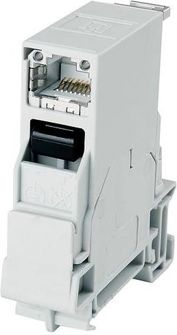 Telegärtner STX Tragschienen-Verbinder RJ45 in Grau und Weiß für Ethernet/LAN - Bild 1
