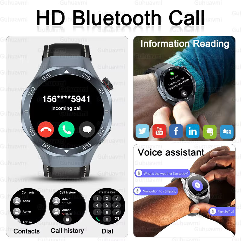 GUHUAVMI Smartwatch, Schwarz, GPS, Herren, 3 ATM - Bild 3