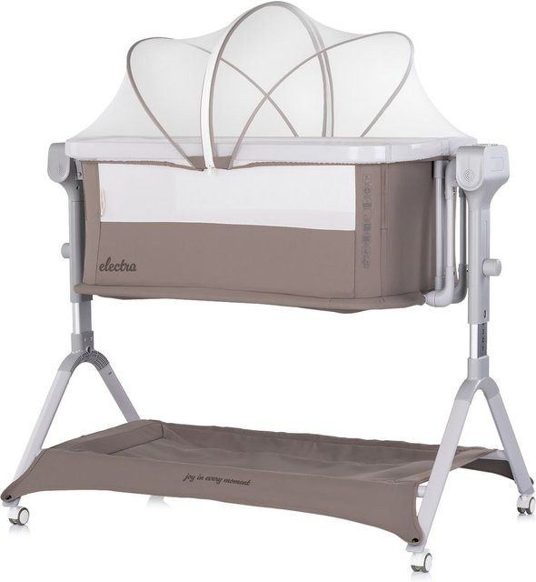 Chipolino Beistellbett Electra mit Schaukelfunktion, Musik, Korb und Moskitonetz in Hellbraun - Bild 1
