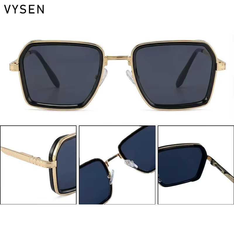 VYSEN Sonnenbrille, quadratisch, Metall, Vollrand, Gold, Herren - Bild 3