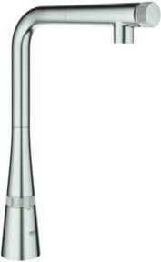 Grohe Spültischmischer Zedra SmartC mit ausziehbarem Auslauf und Laminarstrahl in Chrom/Silber - Bild 1
