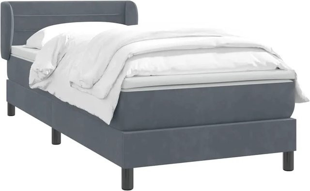 vidaXL Boxspringbett mit Matratze aus Samt in Dunkelgrau, B/T/H: 80 x 210 x 78 cm - Bild 1