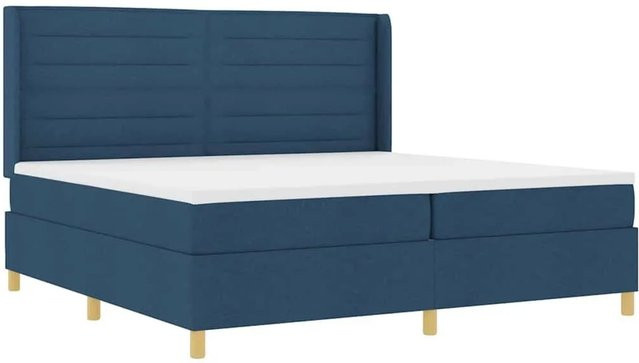 vidaXL Boxspringbett mit Matratze und Kopfteil in Blau, Hybridbett mit Taschenfederkern, B/T: 140 x 200 cm - Bild 1