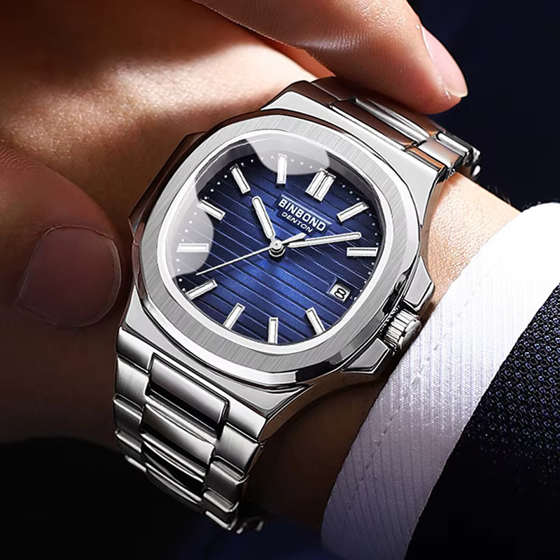 BINBOND Armbanduhr Quarz, Edelstahl, Blau, Herren - Bild 5
