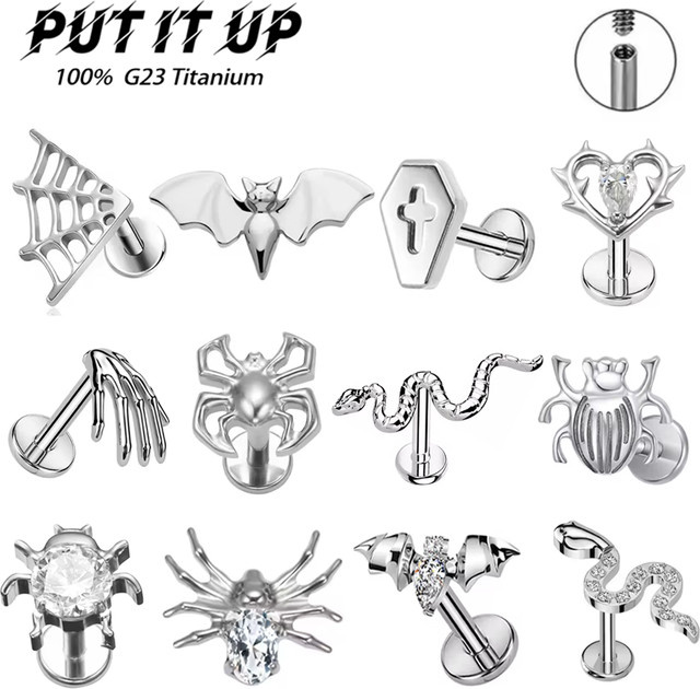PUTITUP Ohrring-Set, Titan, Silber, Zirkonia, gotisch, Unisex - Bild 1