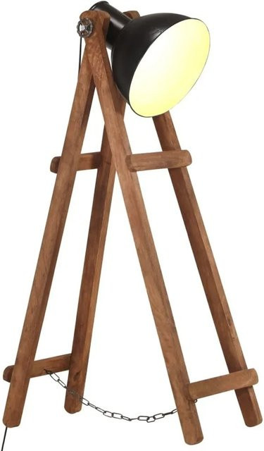 vidaXL Stehlampe aus massivem Mangoholz und Eisen in Schwarz und Braun, Vintage Design, E27, Höhe: 110 cm, Breite: 25 cm, Tiefe: 25 cm - Bild 1