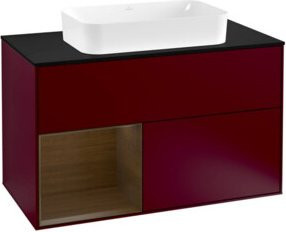 V&B Finion Waschtischunterschrank mit LED-Beleuchtung und Regalfach, Wandmontage, Glänzend, Breite: 100 cm - Bild 1
