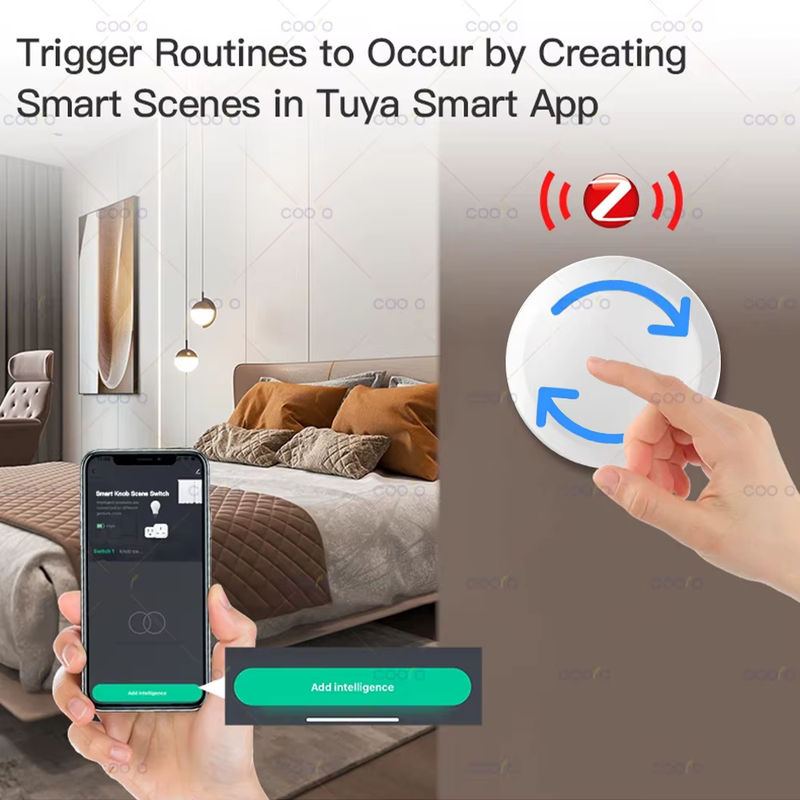 Tuya ZigBee Smart Knob Schalter von Coolo, drehbarer Dimmer und drahtlose Szene-Taste in Weiß zur Automatisierung deiner Haushaltsgeräte - Bild 2