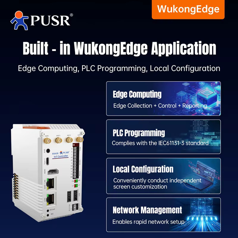 PUSR Industrie-Computer EG628 Mini-PC mit WiFi, 4G/5G, Linux Ubuntu 20.04, RK3562J Cortex-A53, 4GB DDR4, 3x USB, 1x CAN, 1x HDMI, Weiß - Bild 3